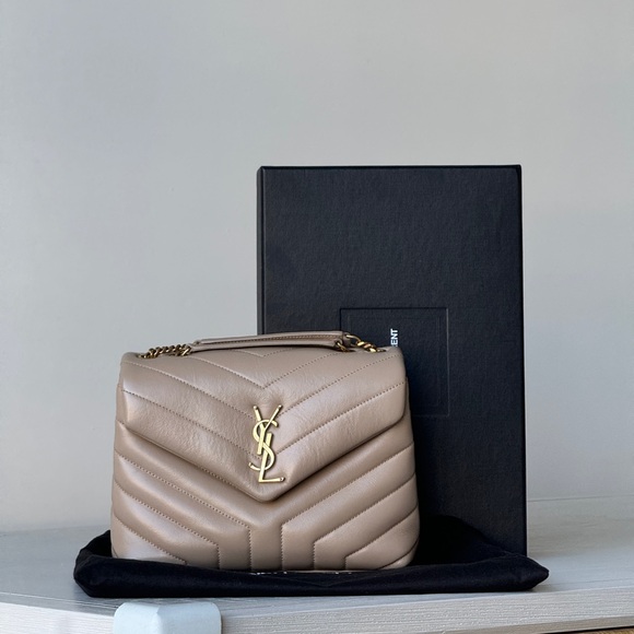 Saint Laurent Loulou Beige Leather Small Shoulder Bag - Picture 1 of 16